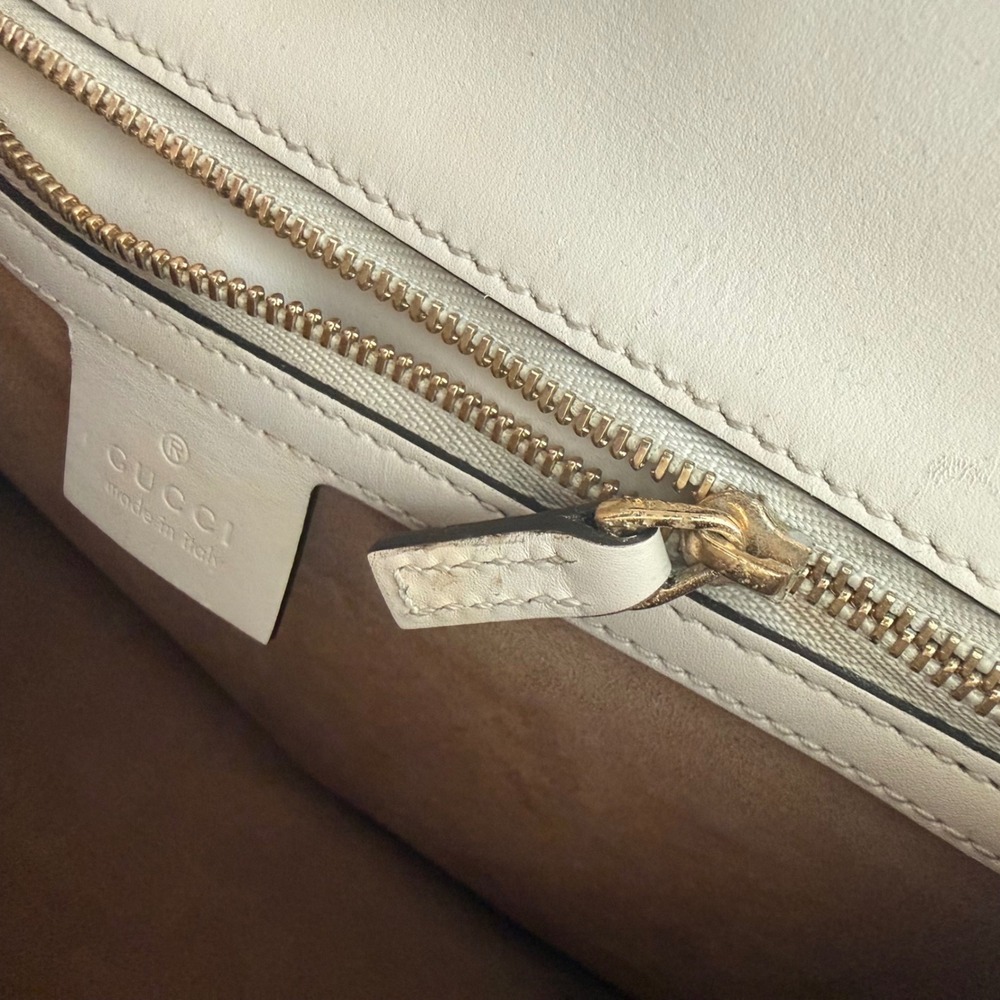 Gucci Sylvie Medium Floral Embroidered Leather Top Handle Bag | Box + Dust Bag - Picture 6 of 16